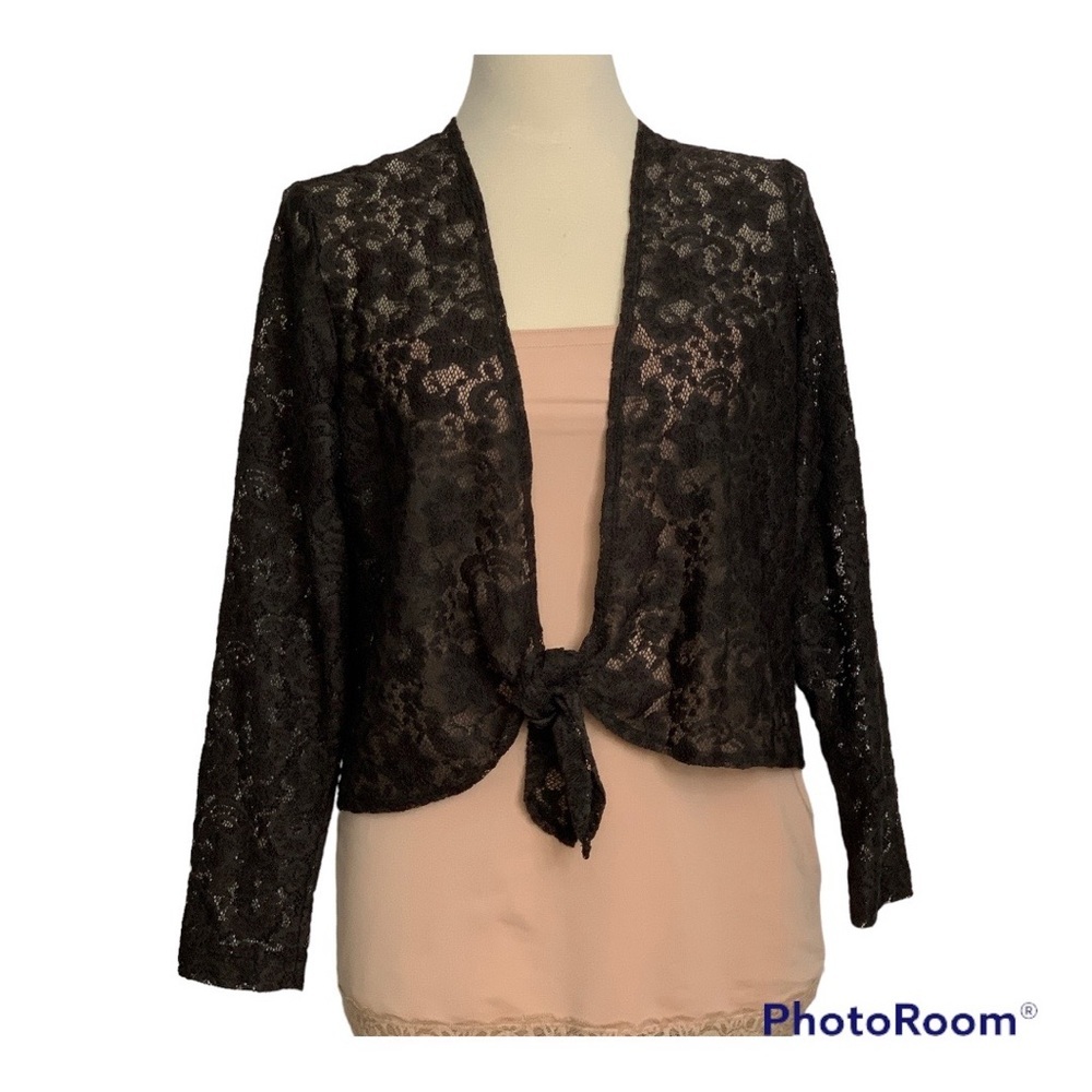 Chico’s Floral Lace Tie Front Jacket SZ L